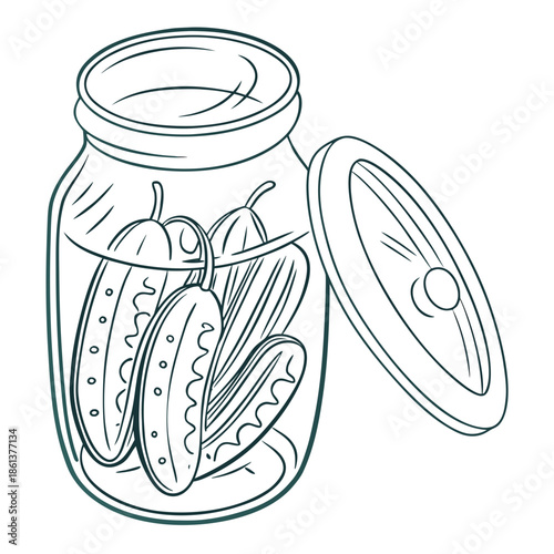 Pickle Jar Outline Vector Icon Minimalist Food Illustration