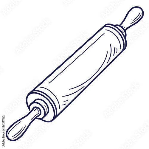 Wooden Rolling Pin Outline Vector Icon for Baking and Pastry