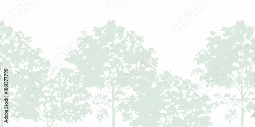 A simple silhouette of a forest with varying tree heights and shapes
