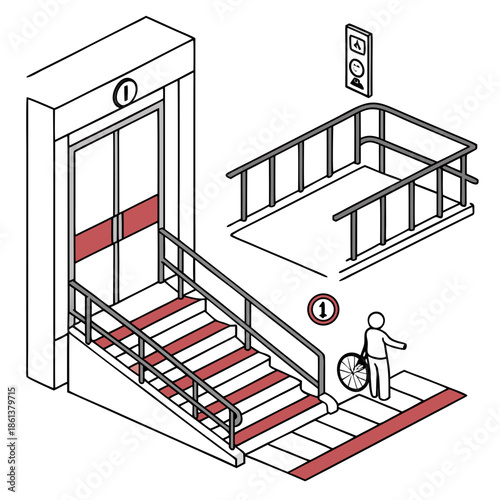 Εκτύπωση καμβά Accessible elevator and staircase