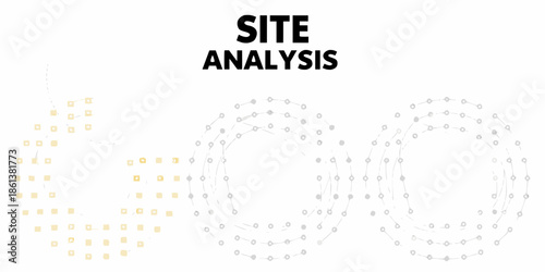 Site analysis concept with geometric shapes and network connections illustrated visually