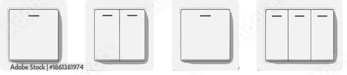 white wall light switch vector set featuring single double and triple rocker buttons isolated on background