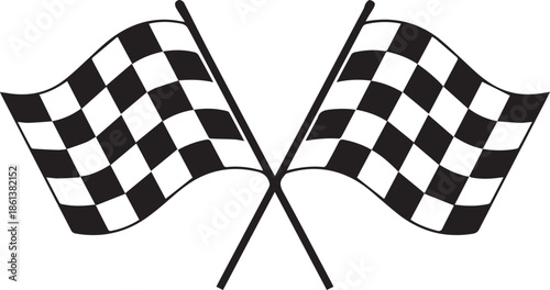 Two checkered flags crossed illustrating a finish line or racing victory