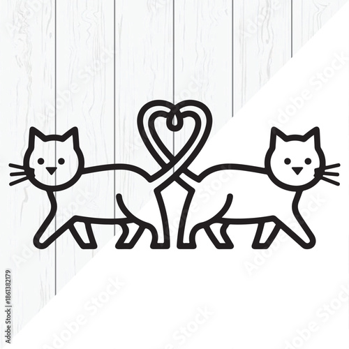 Romantic Cat Pair Silhouette Love Concept Design