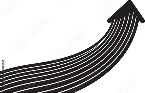 Black arrow pointing up with multiple lines
