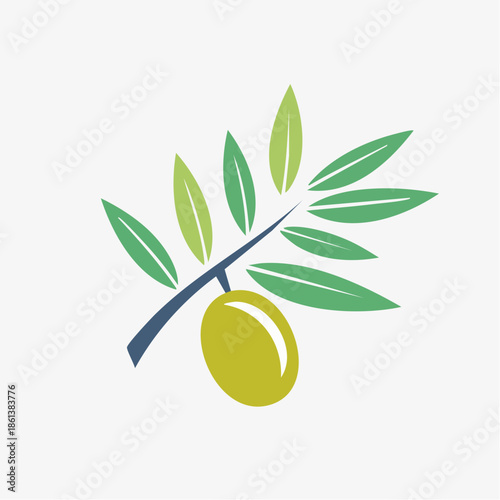 Rameau d’olivier stylisé – symbole de paix et de sagesse, isolé sur un fond blanc