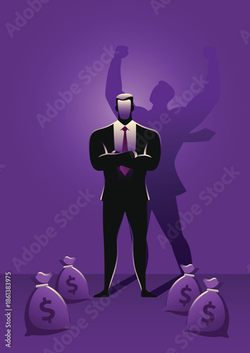 Businessman celebrating financial success