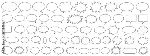 Collection of Hand-Drawn Speech Bubbles and Thought Clouds for Communication and Expression