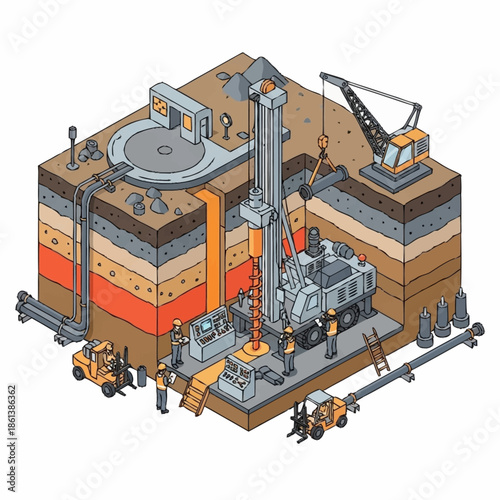 Industrial Drilling Rig Operation and Subsurface Exploration.