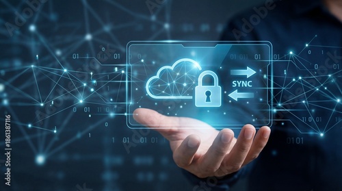 businessman touching virtual screen