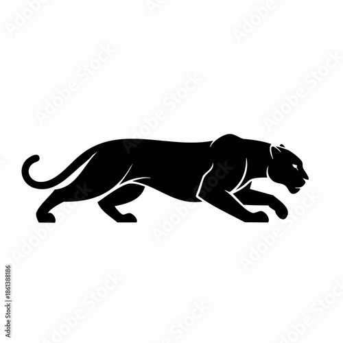 Black silhouette of a panther in mid-stride — sleek, powerful, and stealthy icon symbolizing strength, agility, and wild elegance