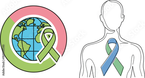 World Cancer Day February 4 Cancer Awareness Ribbon Global Support Illustration