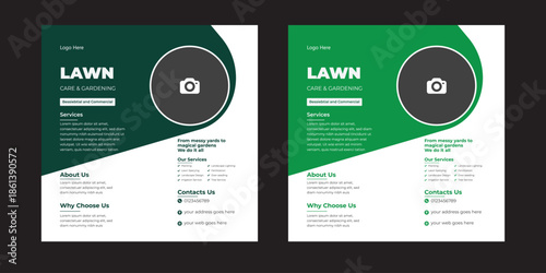 Lawn, garden, or Landscaping maintenance Service Social Media Post design, and Web square Banner Template, Agriculture farm service social media post,  Landscape Gardening Services Lawn Care Flyer wit