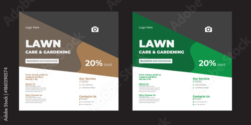 This editable social media flyer template enhances your garden services' online presence. It is perfect for promoting landscaping, lawn care, and outdoor design services across various platforms Lawn 