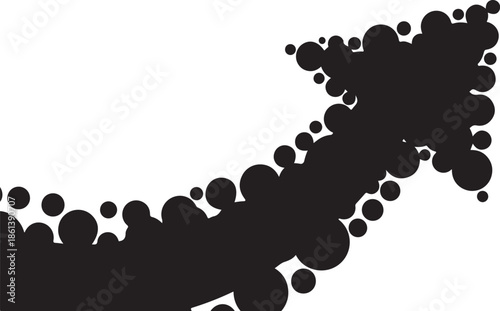 Dynamic black bubble graphic on white background