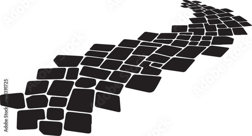 Modern black brick pathway on white background