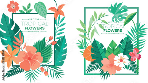 Tropical floral arrangements with vibrant hibiscus and lush foliage