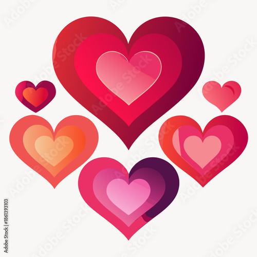Colorful Hearts Vector Illustration Happy Love Design