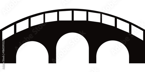 Bridge icon collection with diverse architectural styles, suspension and railway bridge
 silhouettes.