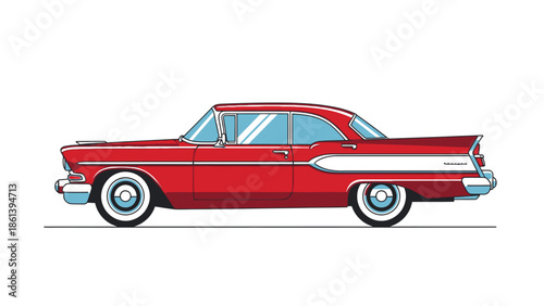 Vintage Red Car Illustration