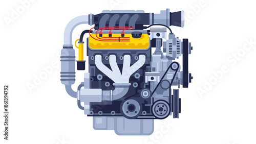 Internal Combustion Engine Illustration - Automotive Power Unit