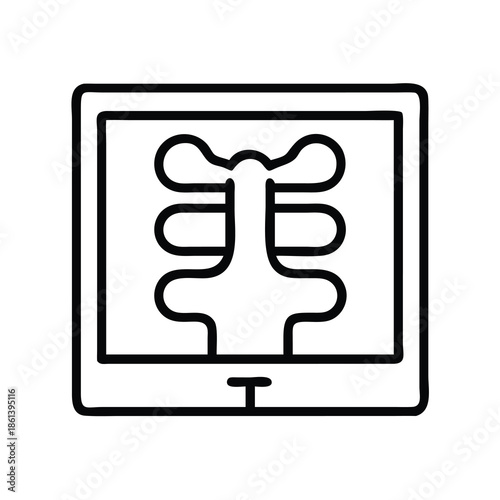 Medical X-ray scan icon showing human rib cage for healthcare diagnostics and respiratory health awareness