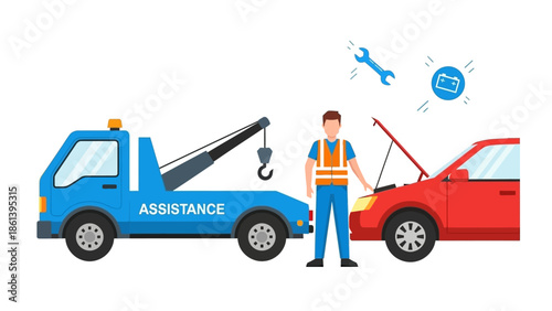 Car Tow Truck Assistance Mechanic Service Roadside Repair