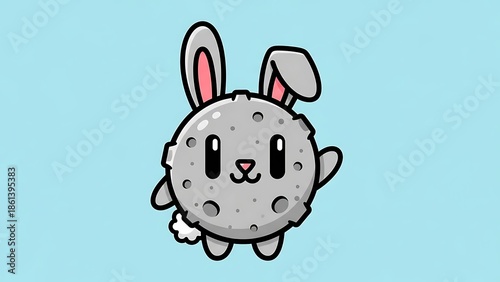 Cute Cartoon Bunny Character Illustration.