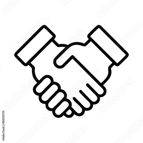 Handshake Line Icon Symbolizing Business Deal Partnership and Agreement Success