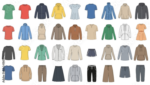 Collection of Casual Clothing Items - T-shirts, Hoodies, Jackets, Dresses