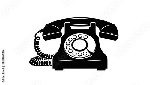 Retro Rotary Telephone Silhouette - Vintage Communication Device