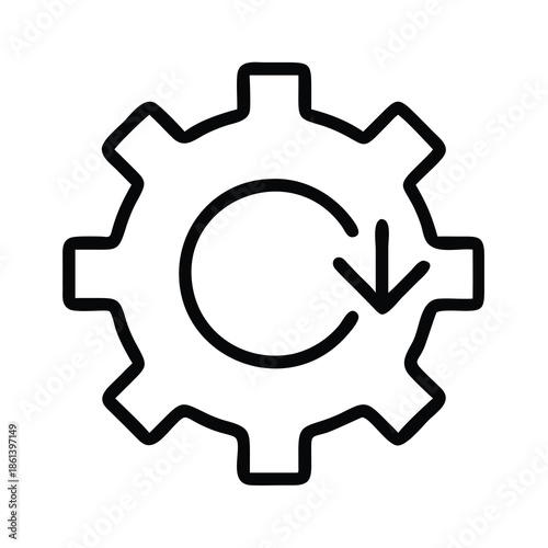 System Update and Process Management Icon Featuring Gear with Circular Arrow