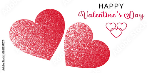 Valentine two hearts pink grain effect in a soft three pattern for love and joy vector illustration background