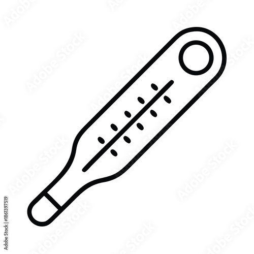 Medical Thermometer Line Icon for Healthcare Monitoring and Fever Temperature Measurement