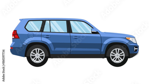 Blue SUV Car Vector Illustration