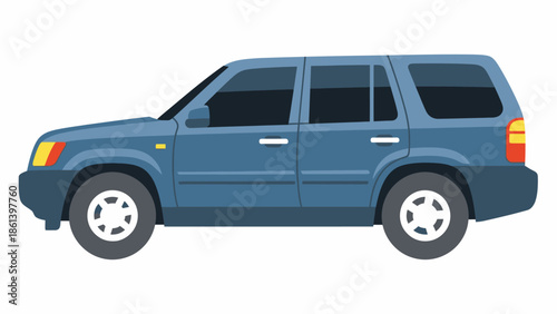 Blue SUV Car - Side View Illustration