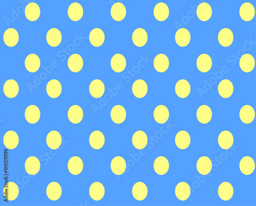 水玉模様の背景テクスチャ。青い背景に黄色のドット柄が並んだシンプルなベクター素材。
