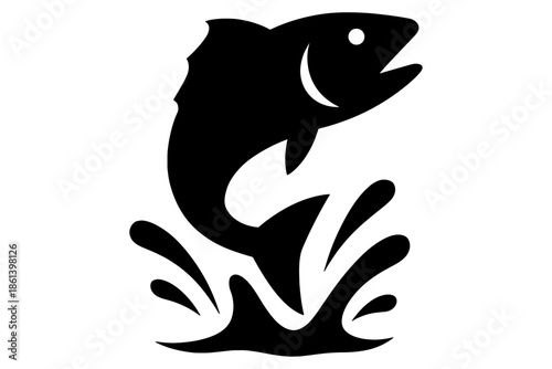 vector image of a fish,
Leaping Bass Fish Vector – Dynamic Black Silhouette Illustration