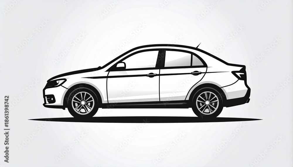 Obraz premium Sleek Sedan Illustration - A Modern Automotive Design.