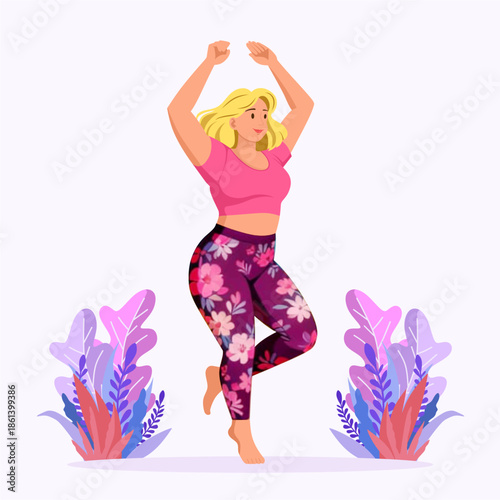 Fit woman doing aerobic exercise, healthy lifestyle concept, isolated on white background
