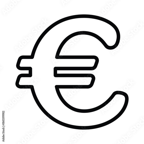 Simple line drawing of the euro currency symbol a financial icon