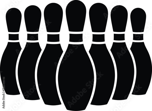 Black Silhouette Bowling Pins Vector Graphic Illustration for Sports and Leisure Designs