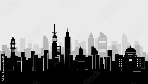 chicago skyline in black