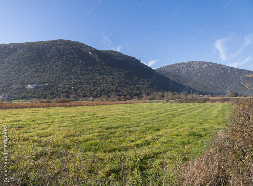Fototapeta premium landscape with mountains at Mantineia Greece