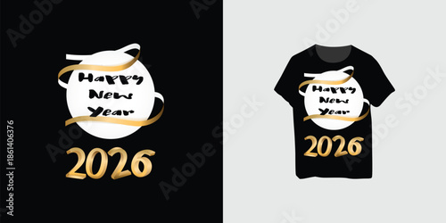 Vector very nice 2026 happy new year golden letters and numbers t-shirt design fully editable high quality 