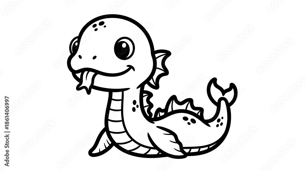 Fototapeta premium Cartoon Dragon Illustration with Simple Design.