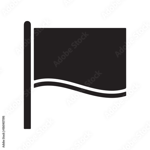 Black flag waving on a pole symbol of mourning or protest