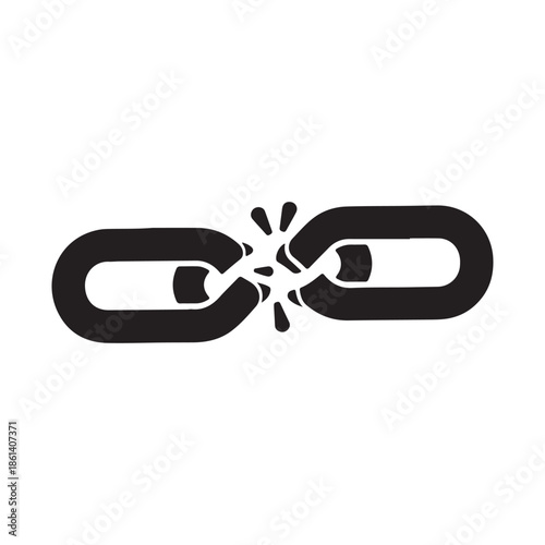 Broken Chain Icon Representing Disruption or Severance
