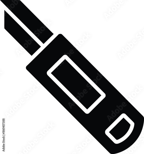 Black USB Flash Drive Vector Graphic Icon Isolated on White Background for Web Design