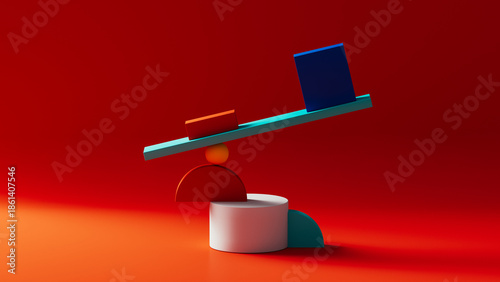 Balance of shapes on a bright surface during the day